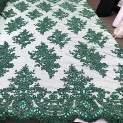 Modern Flower Design Metallic Embroidered Cord Prom With Sequins Mesh Lace Fabric -Luxtex Store modern flower design metallic embroidered cord prom with sequins mesh lace fabric 719065