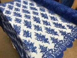 Modern Flower Design Metallic Embroidered Cord Prom With Sequins Mesh Lace Fabric -Luxtex Store modern flower design metallic embroidered cord prom with sequins mesh lace fabric 855100