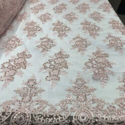 Modern Flower Design Metallic Embroidered Cord Prom With Sequins Mesh Lace Fabric -Luxtex Store modern flower design metallic embroidered cord prom with sequins mesh lace fabric 881045