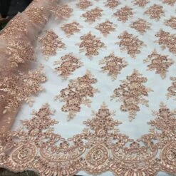 Modern Flower Design Metallic Embroidered Cord Prom With Sequins Mesh Lace Fabric -Luxtex Store modern flower design metallic embroidered cord prom with sequins mesh lace fabric 917414