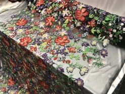 Multi-color Flowers Design Embroidery Beaded Mesh Lace Bridal Wedding Fabric -Luxtex Store multi color flowers design embroidery beaded mesh lace bridal wedding fabric 987693