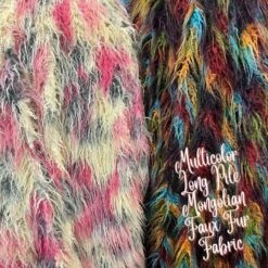 Multicolor Long Pile Mongolian Faux Fur Fabric