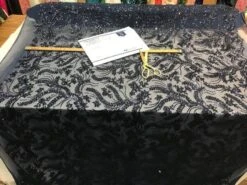 Navy Blue New Embroidery Design Stretch Sequin 4 Way Mesh Lace Fabric Sold By The Yard -Luxtex Store navy blue new embroidery design stretch sequin 4 way mesh lace fabric sold by the yard 156898