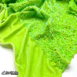 Neon Lime Green Emma Stretch Velvet Fabric With Embroidery Sequin -Luxtex Store neon lime green emma stretch velvet fabric with embroidery sequin 949472