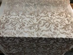 New Champagne Designed Embroidery Stretch Sequin 4 Way On A Mesh Lace Fabric Sold By The Yard