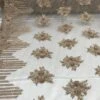 New Champagne Embroidered Mesh Lace Floral Beaded Lace Fabric