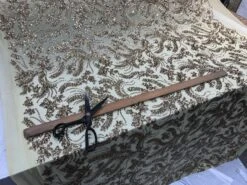 New Design Gold Embroidered 4 Way Stretch Sequin Fabric Sold By The Yard -Luxtex Store new design gold embroidered 4 way stretch sequin fabric sold by the yard 786884