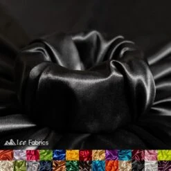 New Shiny Black Charmeuse Stretch Satin Fabric