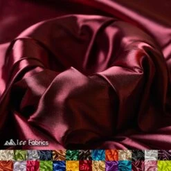 New Shiny Burgundy Charmeuse Stretch Satin Fabric