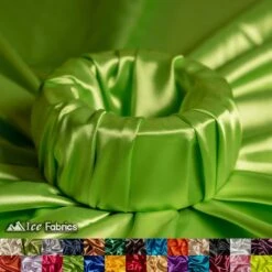 New Shiny Lime Green Charmeuse Stretch Satin Fabric