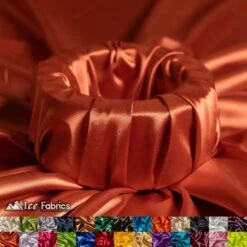 New Shiny Rust Charmeuse Stretch Satin Fabric