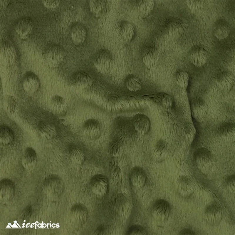 Olive Green Dot Bubble Minky Fabric By The Yard 4 Olive Green Dot Bubble Minky Fabric By The Yard - Image 2