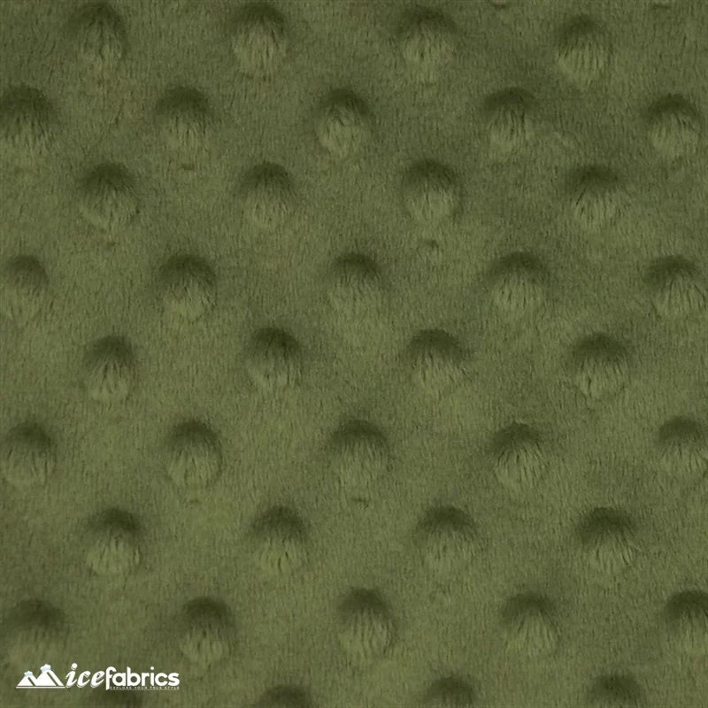 Olive Green Dot Bubble Minky Fabric By The Yard 5 Olive Green Dot Bubble Minky Fabric By The Yard - Image 3