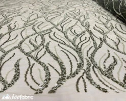 Olive Green Handmade Beaded Fabric / Lace Fabric With Sequin -Luxtex Store olive green handmade beaded fabric lace fabric with sequin 805047