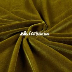 Olive Green Velvet Fabric | 4 Way Stretch Spandex