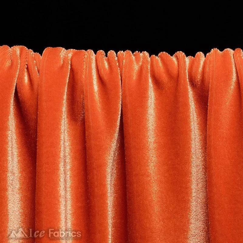 Orange Wholesale Velvet Fabric Stretch | 60" Wide 6 Orange Wholesale Velvet Fabric Stretch | 60" Wide - Image 4