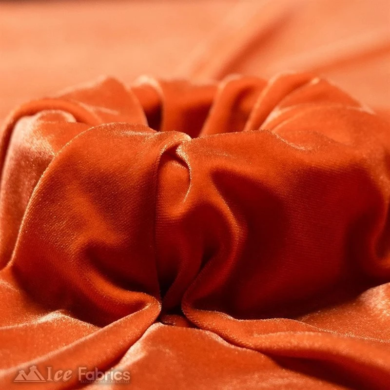 Orange Wholesale Velvet Fabric Stretch | 60" Wide 4 Orange Wholesale Velvet Fabric Stretch | 60" Wide - Image 2