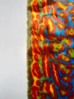 Orange Yellow - Turquoise Leopard Short Pile Faux Fur Fabric By The Yard -Luxtex Store orange yellow turquoise 9