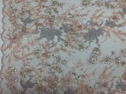 Peach Sequin Floral Bridal Fabric/ Beaded Fabric/ 3D Lace Fabric -Luxtex Store peach sequin floral bridal fabric beaded fabric 3d lace fabric 272546