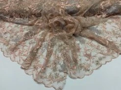 Peach Sequin Floral Bridal Fabric/ Beaded Fabric/ 3D Lace Fabric -Luxtex Store peach sequin floral bridal fabric beaded fabric 3d lace fabric 697894