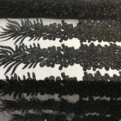 Peacock 3D Feathers Embroidered Beaded Mesh Lace With Sequins Fabric