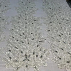 Peacock 3D Feathers Embroidered Beaded Mesh Lace With Sequins Fabric -Luxtex Store peacock 3d feathers embroidered beaded mesh lace with sequins fabric 781715