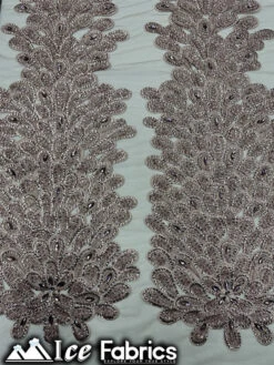 Peacock Feather Embroidered Beaded Fabric -Luxtex Store peacock feather embroidered beaded fabric 428794