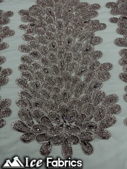 Peacock Feather Embroidered Beaded Fabric -Luxtex Store peacock feather embroidered beaded fabric 920279