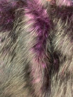 Plum Black Husky Faux Fur Fabric - Shaggy Fur Luxury Fabric