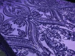 Purple Arabic Design Embroidered 4 Way Stretch Sequin Fabric Sold By The Yard -Luxtex Store purple arabic design embroidered 4 way stretch sequin fabric sold by the yard 490347