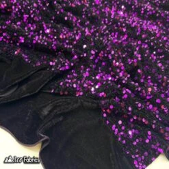 Purple Emma Stretch Velvet Fabric With Embroidery Sequin -Luxtex Store purple emma stretch velvet fabric with embroidery sequin 364977