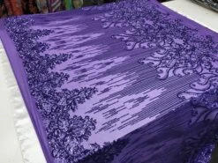 Purple Luxury Design Embroidered 4 Way Stretch Sequin Fabric Sold By The Yard For Bridal-ware