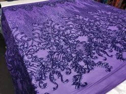 Purple Luxury Design Embroidered 4 Way Stretch Sequin Fabric Sold By The Yard For Bridal-ware -Luxtex Store purple luxury design embroidered 4 way stretch sequin fabric sold by the yard for bridal ware 910335