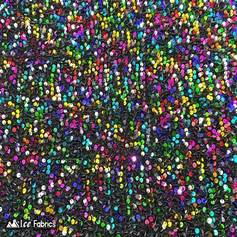 Rainbow On Black Emma Stretch Velvet Fabric With Embroidery Sequin 6 Rainbow On Black Emma Stretch Velvet Fabric With Embroidery Sequin - Image 4