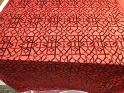 Red Elegant Design Embroidered Sequin 4 Way Stretch Fabric For Wedding Prom Fashion Dresses
