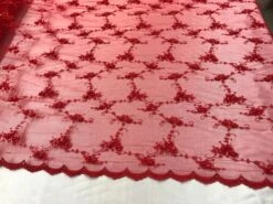 Red Hand Embroidered Beaded Mesh Laces Bridal Wedding Prom Dresses Decorations Night Gowns Fashion Runners Customs By The Yard -Luxtex Store red hand embroidered beaded mesh laces bridal wedding prom dresses decorations night gowns fashion runners customs by the yard 617520