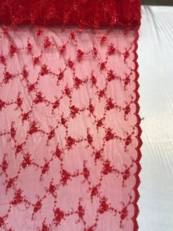 Red Hand Embroidered Beaded Mesh Laces Bridal Wedding Prom Dresses Decorations Night Gowns Fashion Runners Customs By The Yard -Luxtex Store red hand embroidered beaded mesh laces bridal wedding prom dresses decorations night gowns fashion runners customs by the yard 648783
