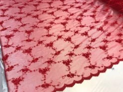 Red Hand Embroidered Beaded Mesh Laces Bridal Wedding Prom Dresses Decorations Night Gowns Fashion Runners Customs By The Yard -Luxtex Store red hand embroidered beaded mesh laces bridal wedding prom dresses decorations night gowns fashion runners customs by the yard 887555