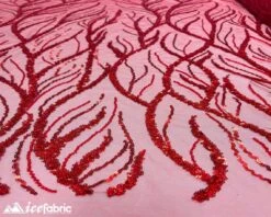 Red Handmade Beaded Fabric / Lace Fabric With Sequin -Luxtex Store red handmade beaded fabric lace fabric with sequin 451706