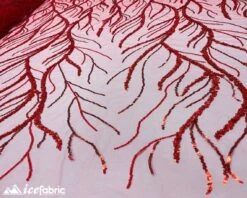 Red Handmade Beaded Fabric / Lace Fabric With Sequin -Luxtex Store red handmade beaded fabric lace fabric with sequin 860198