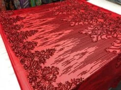 Red Luxury Design Embroidered Craft 4 Way Stretch Sequin Fabric Sold By The Yard -Luxtex Store red luxury design embroidered craft 4 way stretch sequin fabric sold by the yard 246432