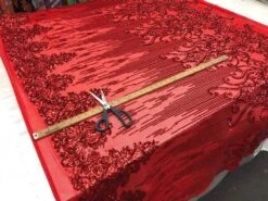 Red Luxury Design Embroidered Craft 4 Way Stretch Sequin Fabric Sold By The Yard -Luxtex Store red luxury design embroidered craft 4 way stretch sequin fabric sold by the yard 405658