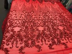 Red Luxury Design Embroidered Craft 4 Way Stretch Sequin Fabric Sold By The Yard -Luxtex Store red luxury design embroidered craft 4 way stretch sequin fabric sold by the yard 453361