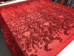 Red Luxury Design Embroidered Craft 4 Way Stretch Sequin Fabric Sold By The Yard -Luxtex Store red luxury design embroidered craft 4 way stretch sequin fabric sold by the yard 668905