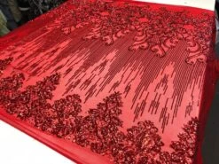 Red Luxury Design Embroidered Craft 4 Way Stretch Sequin Fabric Sold By The Yard -Luxtex Store red luxury design embroidered craft 4 way stretch sequin fabric sold by the yard 895230