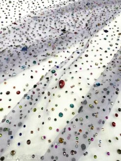 Rhinestones Beaded Fabric By The Yard On Stretch Mesh -Luxtex Store rhinestones beaded fabric by the yard on stretch mesh 204980