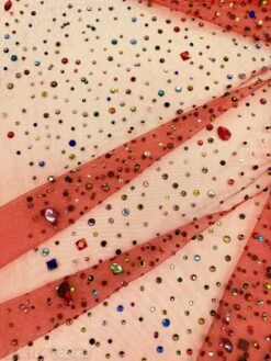 Rhinestones Beaded Fabric By The Yard On Stretch Mesh -Luxtex Store rhinestones beaded fabric by the yard on stretch mesh 320003