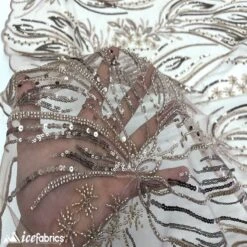 Rose Floral Embroidery Beaded Fabric Mesh Sequin -Luxtex Store rose floral embroidery beaded fabric mesh sequin 120816