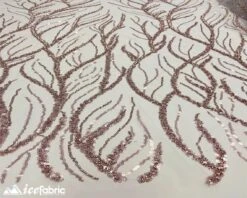 Rose Gold Handmade Beaded Fabric / Lace Fabric With Sequin