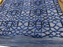 Royal Blue Elegant Design Embroidered 4 Way Stretch Sequin Fabric For Wedding Prom Dresses -Luxtex Store royal blue elegant design embroidered 4 way stretch sequin fabric for wedding prom dresses 415518